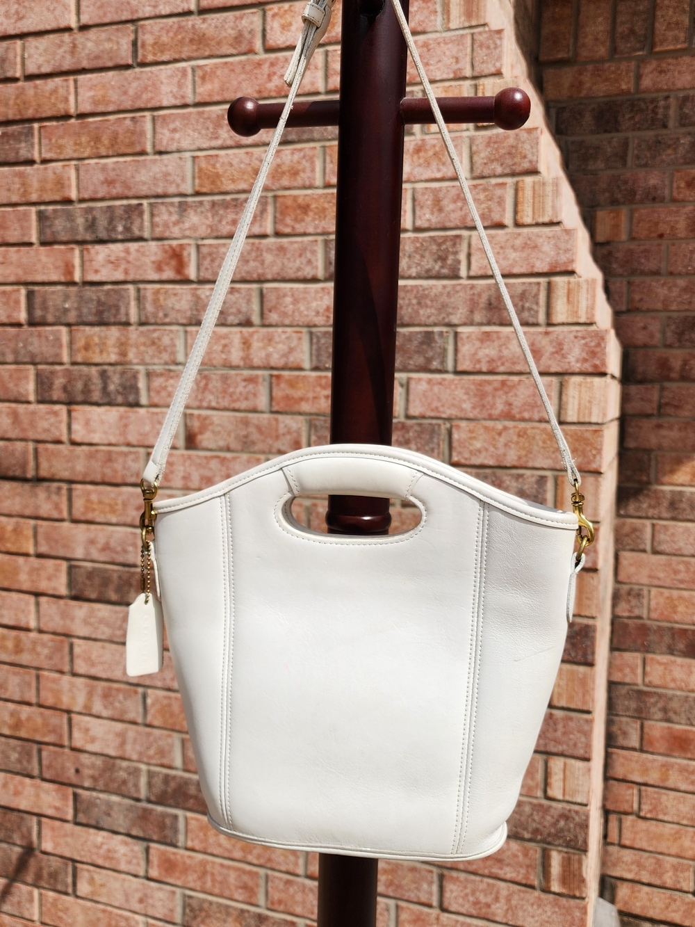 VTG Coach White Leather Mini Shopper Bucket Bag 9993 Made in USA Rare